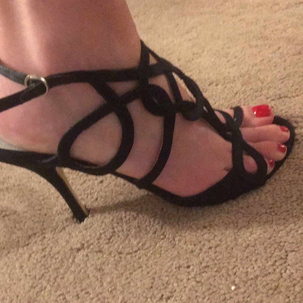 Strappy black formal heels